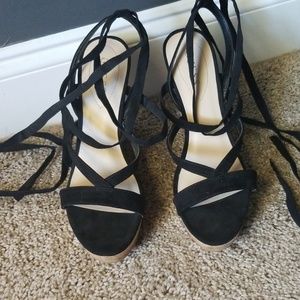 Guess "Treacy" Lace up cork wedges